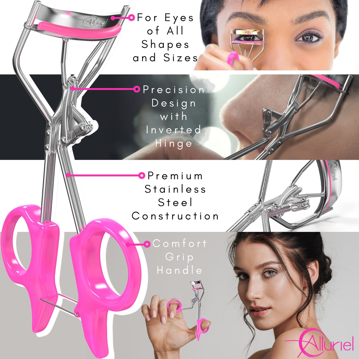 AllURIEL Deluxe Eyelash Curler Gift Set, Complete with Extra Refill Pads & Travel Case